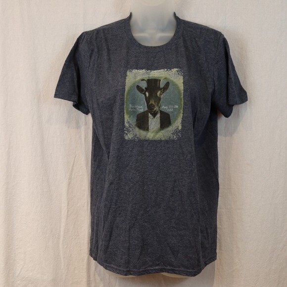 Gildan Soft Style Blue Goat in Tuxedo Graphic Tshirt Chicago Bucktown Art Fest M - Picture 3 of 10